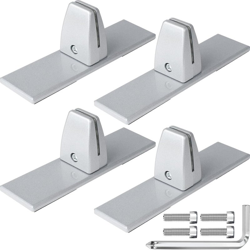 First-zgel 4 Packs Sneeze Guard Clamp Bracket, Sneeze Guard Shield Base for Countertop, Stick On Heavy Duty Aluminum Partition Guard Clip, Panel Support Clamp Stand for Clear Acrylic Desktop Counter Reception - Image 1